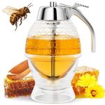 8 oz Honey Dispenser No Drip Glass with Plastic Top, Maple Syrup Dispenser