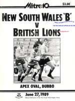 British Lions v New South Wales B - 27 June 1989 RUGBY PROGRAMME