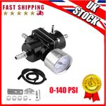 Universal Aluminum Adjustable Fuel Pressure Regulator Kit Gauge 0-140 PSI