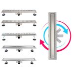 Stainless Steel Linear Shower Drain Bathroom Wetroom Channel Gully Trap Waste