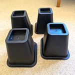 Set of 4 Black Plastic Square Non-Slip Furniture Risers 15cm tall