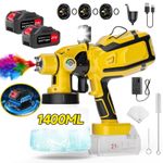 2 Battery Cordless Paint Sprayer Fence Wall HVLP Spray Gun For Makita 21V 1400ML