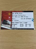 Manchester United v Aston Villa Premier League Ticket Stub 22nd January 2005