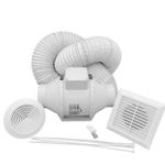 AirTech-UK Inline Bathroom Shower Fan Kit 100mm with Timer Fan 4" Powerful