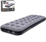Single Camping Air Bed Inflatable Flocked Mattress Grey 185x76x22cm Portable