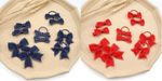 10pcs Set Girls Bow Hair Band Clip Tie Ribbon Decor Red Navy Blue School Gift