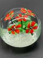 GINO SEGUSO, FLOWERS OF ENCHANTMENT PAPERWEIGHT,SCARLET PIMPERNEL