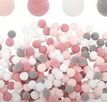 250  X Neutral Colour Dusky Pink, Grey And White Pom-poms For Crafting 9mm