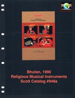 $20.00 Scott Value - 1990 BHUTAN Musical Instruments s/s scarcer CV MNH NH UM