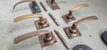 Vintage Art Deco Brass Lever Door Handles Copper Tint Antique Bronze 1930s–60s