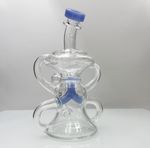 Uptake Jade Blue 7-inch Recycler Double Glass Waterpipe Smoking Bong with Bowl