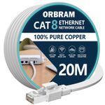 20M Cat8 Ethernet Cable 40Gbps 2000MHz High Speed Cat 8 LAN Network Cable RJ45