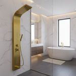 Manual Thermostatic Shower Panel Tower 48 Body Jets Waterfall Bath Spout 5 in 1