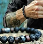 Men's Lava Stone & Wood Bead Bracelet – Natural Healing Energy Jewellery