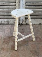 Vintage French Demi Lune Bobbin Tripod Leg Stool