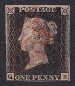 GREAT BRITAIN 1840 QV 1d Black with Red MC cancel SG 2g Used  (CV £425)