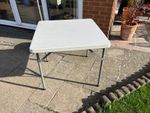 Grey Square Foldable Camping Table 86x86x71cm Plastic Top Metal Legs