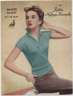 Original vintage Robin knitting pattern 405 - Lady's jumper with collar - 1950s