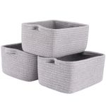 3 Pack Storage Baskets for Shelves , Woven Closet Shelf Organisers Fabric Bins