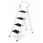 NEW! Foldable 4 Step Ladder Stepladder Non Slip Tread Safety Steel Step