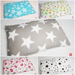 PILLOW CASE 100 % COTTON COVER 40x60 cm for COT JUNIOR BED PATTERN STARS animals