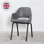 GREY DINING CHAIR FAUX SUEDE/LEATHER RESTAURANT CAFE CHAIR WITH BLACK FRAME