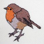 Christmas Robin modern counted cross stitch card pattern chart