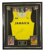 ** NEW Usain Bolt Signed Jamaica VEST JERSEY AUTOGRAPH Display **
