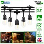 48FT S14 LED Outdoor Festoon String Lights with Plug, 15 Shatterproof Bulbs