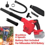6 Speeds for Milwaukee M18 Battery 2-in-1 Brushless Dust Leaf Blower Vacuum- Red