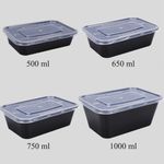 Plastic Food Containers with Lids Takeaway Microwave Freezer Safe Reusable Black