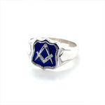 Sterling Silver Shield Shaped Craft Square & Compass Ring