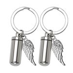 Cremation Ashes URN Keyring Keepsake Gift MEMORIAL Photo locket & ANGEL WING