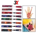3X Halal Arab Indian Henna Paste Polish, Mehndi Colour Muslim Nail Polish Tattoo
