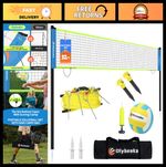 Portable Outdoor Volleyball Net Set - Adjustable Poles, Soft Volleyball, Pump &