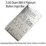 Platinum 0.50 Grams 999.5 Fine Solid Certified Bullion Ingot Bar ABM Certifiers