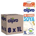 8 x 1L Alpro No Sugar Soya Drink Gluten Free Plant-Based With Calcium