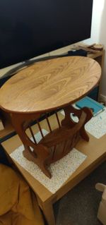 Vintage Mid Century Teak Table Magazine Rack Side Table Plant Hallway Table 1970
