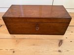 19th Century Mahogany Dovetailed Box w/ Lower Compartment Behind Flap.