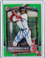 Franklin Arias Autographed 2025 Bowman Prospects Neon Green BP67 Rookie Card RC