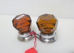 Antique Door Knobs Handles Cut Glass Crystal Old Amber Orange Nickel Plates