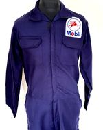 Rare Mobil Badged Zip-Front Navy Boiler Suit Polycotton Overalls XXL 49-52"