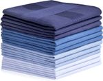12 Pack Large Cotton Gents Hankies Set Mens Premium Handkerchiefs Pocket Square