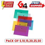 A4 Plastic wallets Stud Document Wallet Files Folders Filing School Office