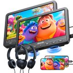 2x10.5" Car Headrest TV Monitor Dual Screen Portable DVD Player HDMI USB Battery