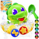 Baby Bath Toys Light Up Cute Dinosaur Bath Bubble Machine for 0 Year Old Toddler