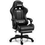 Gaming Office Chair Leather Faux Swivel Boulevard Ergonomic Black Footrest