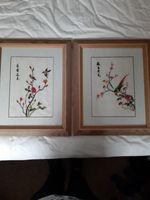Vintage Chinese Embroidery Framed Silk Art.  Frames & Art Dimension 25.5" x 19 "