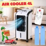 Portable Air Cooler 4L Evaporative Fan Humidifier Remote 3 Speed Timer Ice Packs