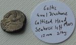 Celtic Coinage Gaul Silver Drachm, Seahorse, Bust of Mars 12mm 2.14g, LT2926